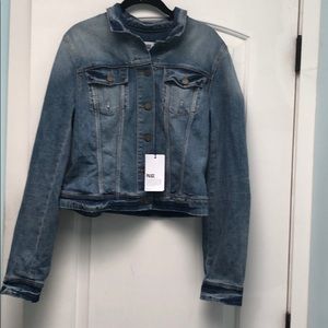 Paige light wash jean jacket sz L NWT